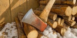 Homeowner sealing window cracks to prevent winter pests entering the house.