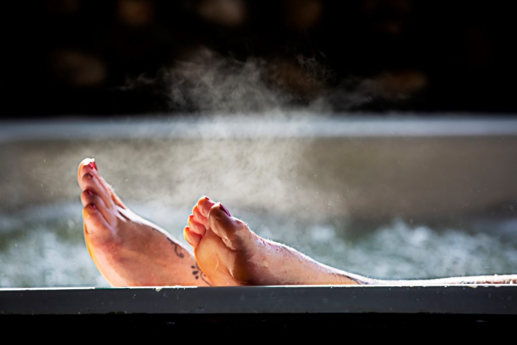 Relaxing hot bath for health benefits at home.