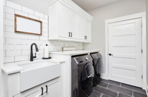 Utility sink in laundry room for easy cleaning tasks